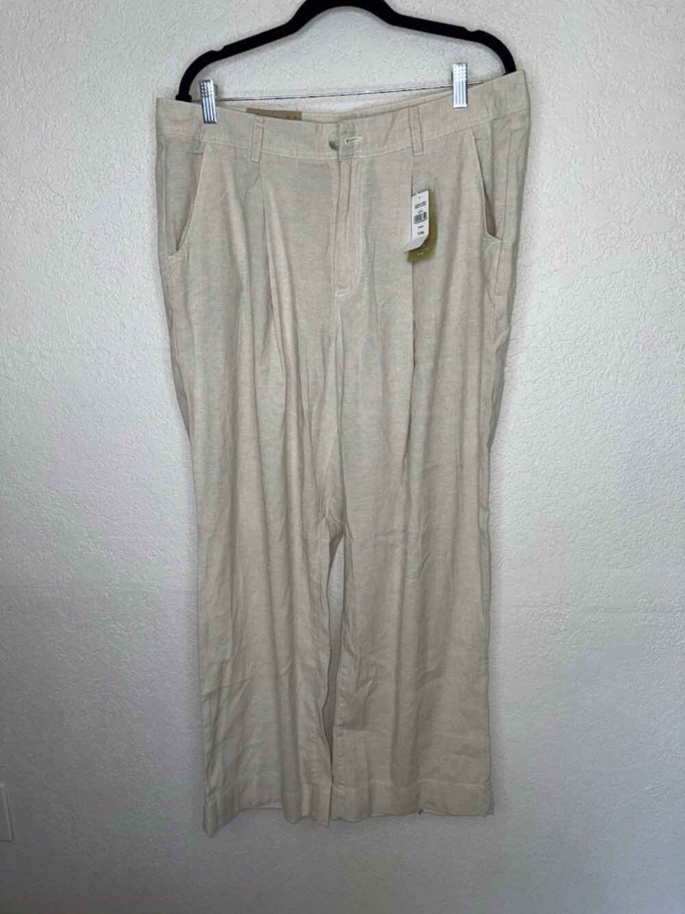 LL Bean Lakeside Linen Blend Pant Women 16 Reg Coastal Wide Leg NEW Pockets N - Picture 3 of 12